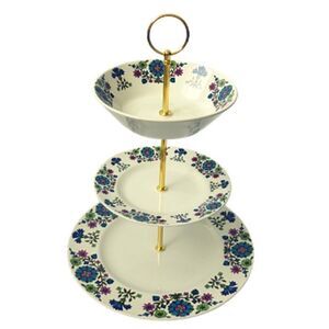 Vintage Midwinter China Pattern Plate Cupcake Dessert 3-Tiered Stand MCM
